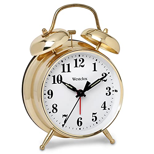 Westclox Big Ben Twin Bell Alarm Clock | Loud Alarm Clock for Heavy Sleepers | Battery Operated Clock with Backlight for Bedside Table, Bedroom, Kids Room, Desk (Gold, 4") - Image 5