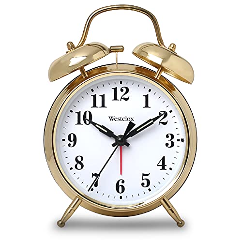 Westclox Big Ben Twin Bell Alarm Clock | Loud Alarm Clock for Heavy Sleepers | Battery Operated Clock with Backlight for Bedside Table, Bedroom, Kids Room, Desk (Gold, 4") - Image 1