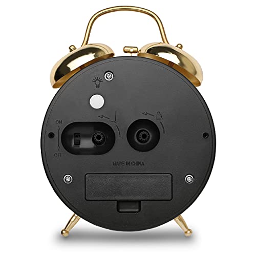 Westclox Big Ben Twin Bell Alarm Clock | Loud Alarm Clock for Heavy Sleepers | Battery Operated Clock with Backlight for Bedside Table, Bedroom, Kids Room, Desk (Gold, 4") - Image 3