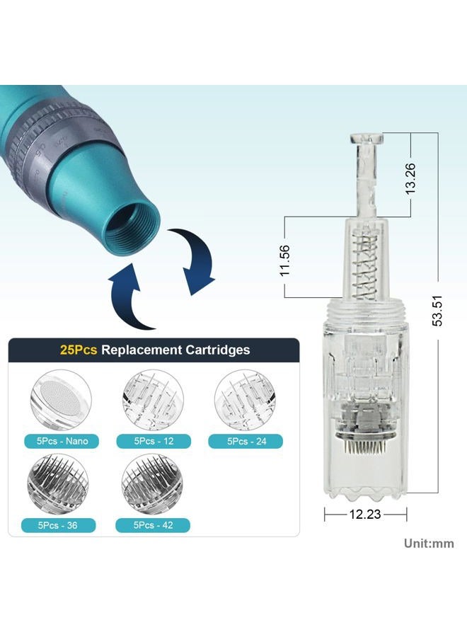 TBPHP P20RL Derma pen with 25 Replacement Cartridges And 3 Batteries,Adjustable Beauty pen for Face and Body, Home Use - Image 5