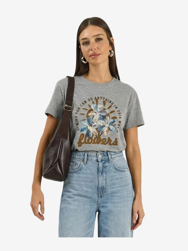 بيانكو لوتشي LUCCI Floral Crew Neck Knitted T-Shirt