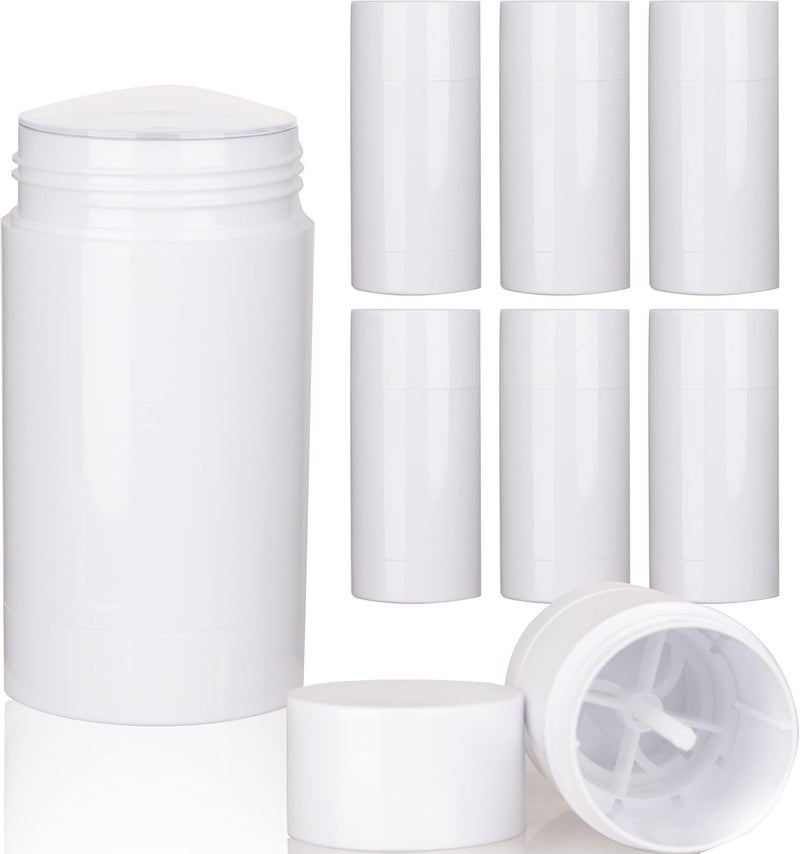 COSIDEA 6pcs White Round empty 75g / 2.5OZ deodorant containers Bottom Filling large twist up tubes for hair wax chapstick bottle