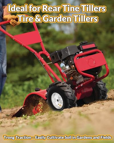 RONPOW 13x5.00-6 Rear Tine Tiller Tire and Wheel, 3/4" Axle Bore, 500Lbs Load, Easy to Install, 4 Ply Durable Pneumatic Replacement Rototiller Assembly for Garden Tiller & Farm Equipment, 2Pack Silver - Image 3