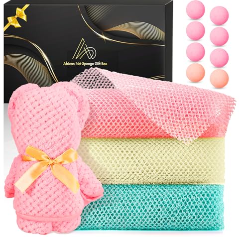 RIUOTA African Net Sponge 12Pack Exfoliating Bath Sponge for Body Care Ideal for Home Spa Birthday Gifts for Women Men Daughter Son Mother Friend - Image 1