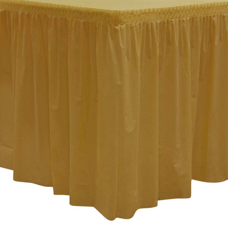 Party Essentials Plastic Table Skirt 2Count 29 W x 8 96 L Metallic Gold
