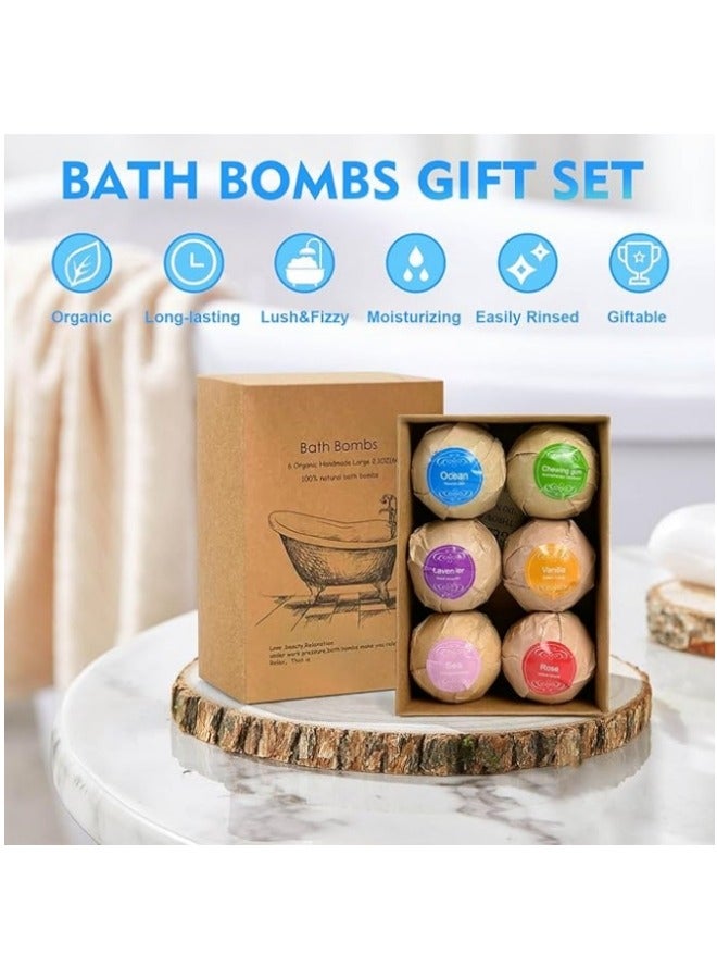 Bath Bombs Gift 6 Pack, Bath Bombs Large Organic  Natural Essential Oil Handmade Bath Bombs Gift Set Moisturize Dry Skin Bath Bombs - Image 4