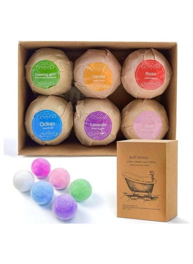 Bath Bombs Gift 6 Pack, Bath Bombs Large Organic  Natural Essential Oil Handmade Bath Bombs Gift Set Moisturize Dry Skin Bath Bombs - Image 1