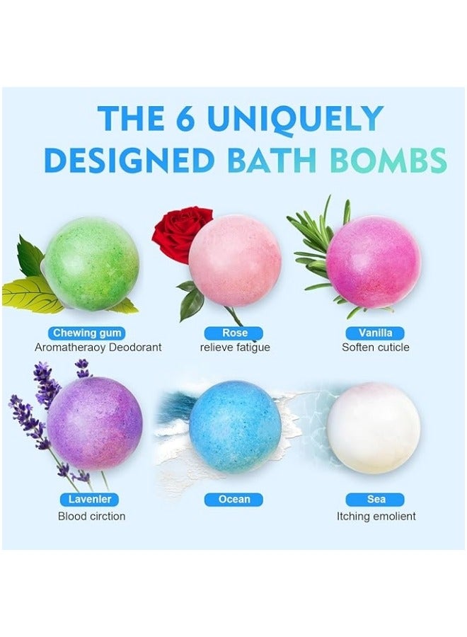 Bath Bombs Gift 6 Pack, Bath Bombs Large Organic  Natural Essential Oil Handmade Bath Bombs Gift Set Moisturize Dry Skin Bath Bombs - Image 3