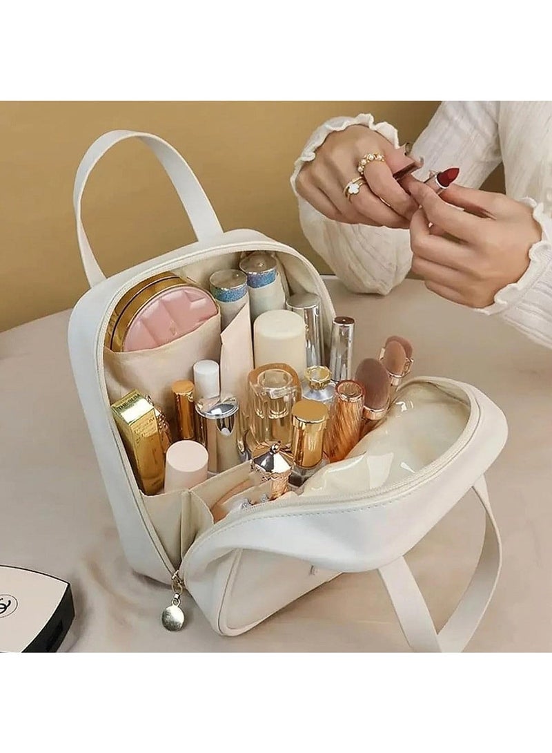 Luxury Brown Makeup Bag – Elegant Large Capacity Design with Multiple Compartments, Perfect for Travel or Daily Use - Image 4