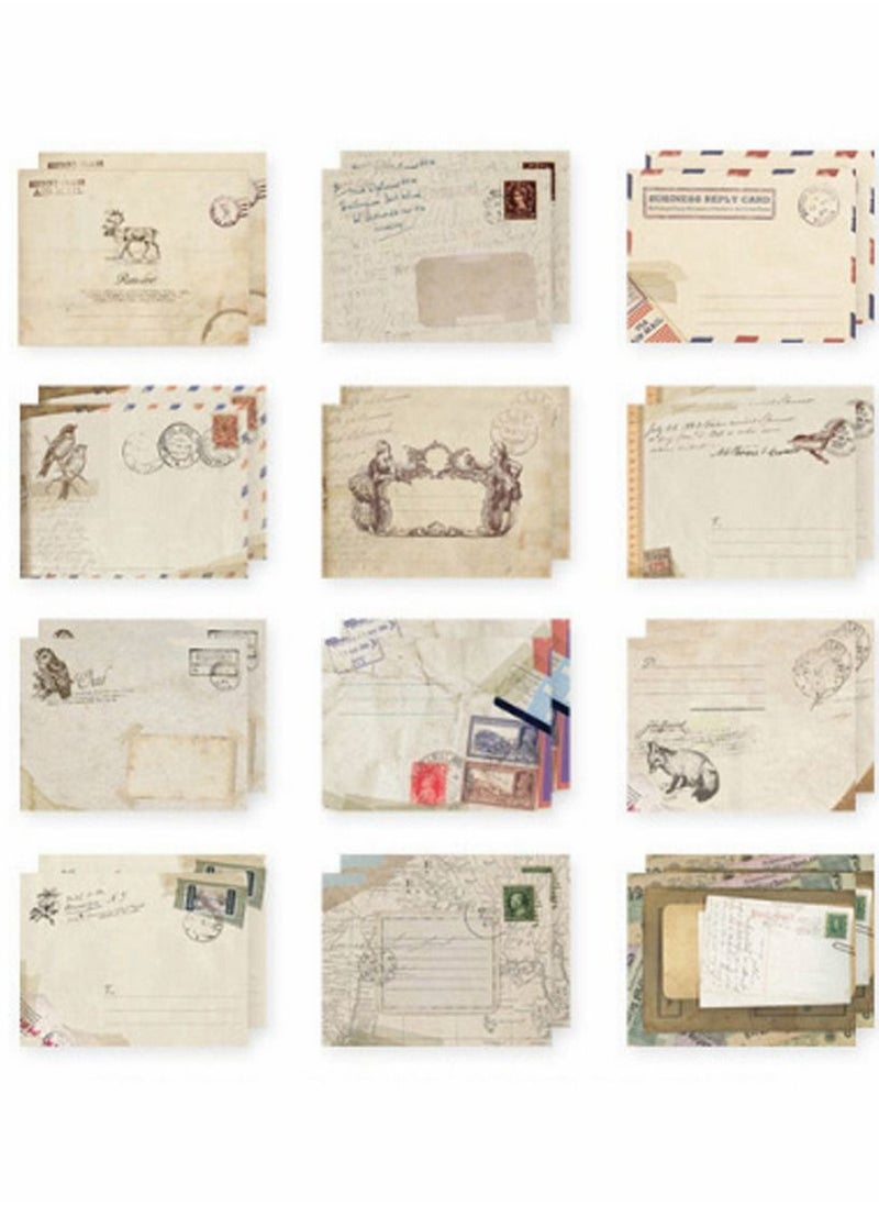 SYOSI Mini Vintage Envelope, SYOSI 72Pcs Small Handmade Gift Card Envelopes Holders, for DIY Birthday Party, Greeting Cards, Invitation Tools for Kids Art Craft (12 Different Design)  - Image 5