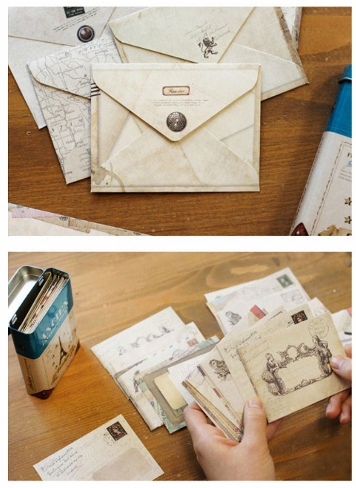 SYOSI Mini Vintage Envelope, SYOSI 72Pcs Small Handmade Gift Card Envelopes Holders, for DIY Birthday Party, Greeting Cards, Invitation Tools for Kids Art Craft (12 Different Design)  - Image 4
