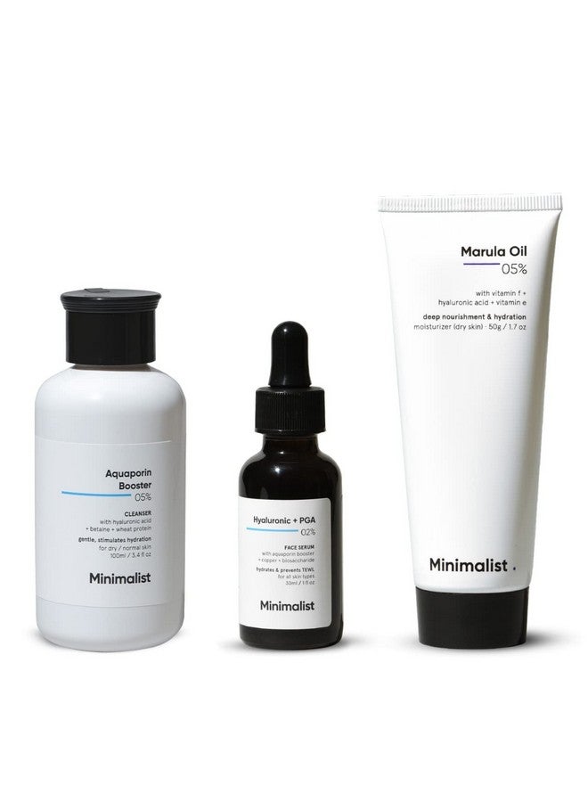 منيماليست مجموعة العناية بالبشرة الجافة البسيطة، مجموعة روتينية للجنسين، غسول للوجه، مرطب ومصل  - Image 1