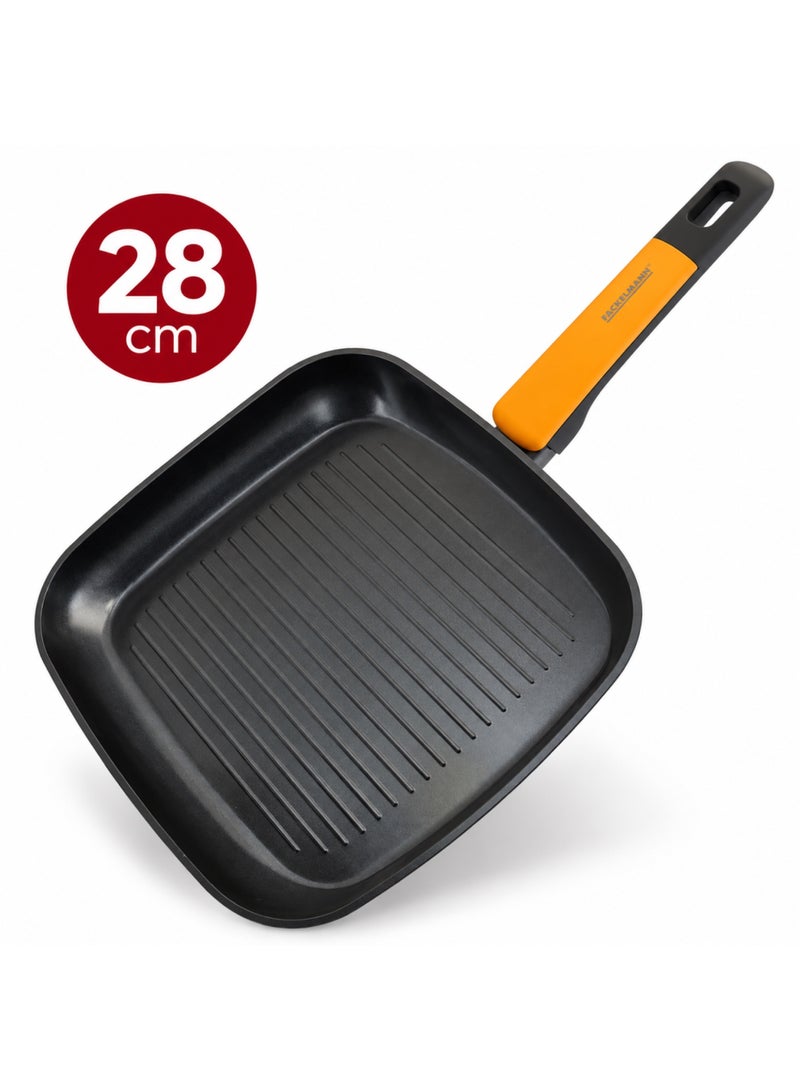 FACKELMANN Soft Collection 28cm Non-Stick Grill Pan, Forged Aluminium with Greblon CK2 Ceramic Coating, 4cm Deep, Ribbed Grill Surface, Oven Safe up to 150°C - Image 1