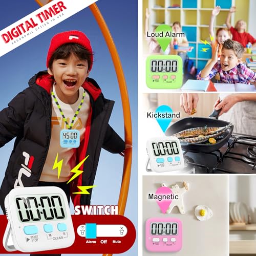 Antonki 2 Pack Digital Timer for Kids, Magnetic Countdown Kitchen Timers for Cooking, Egg, Classroom, Teacher, Exercise, Study, Oven - Battery Included - Image 5
