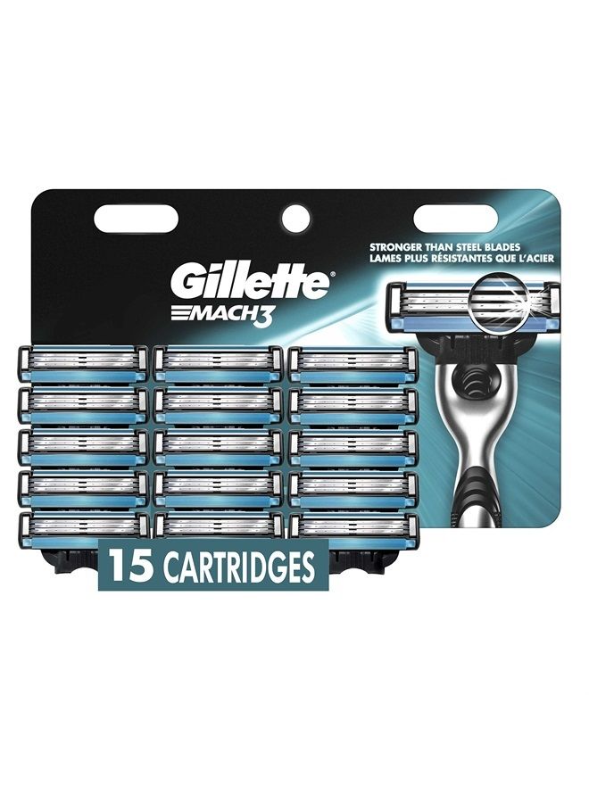 Gillette Mach3 Mens Razor Blade Refills, 15 Count, Designed for Sensitive Skin - Image 1