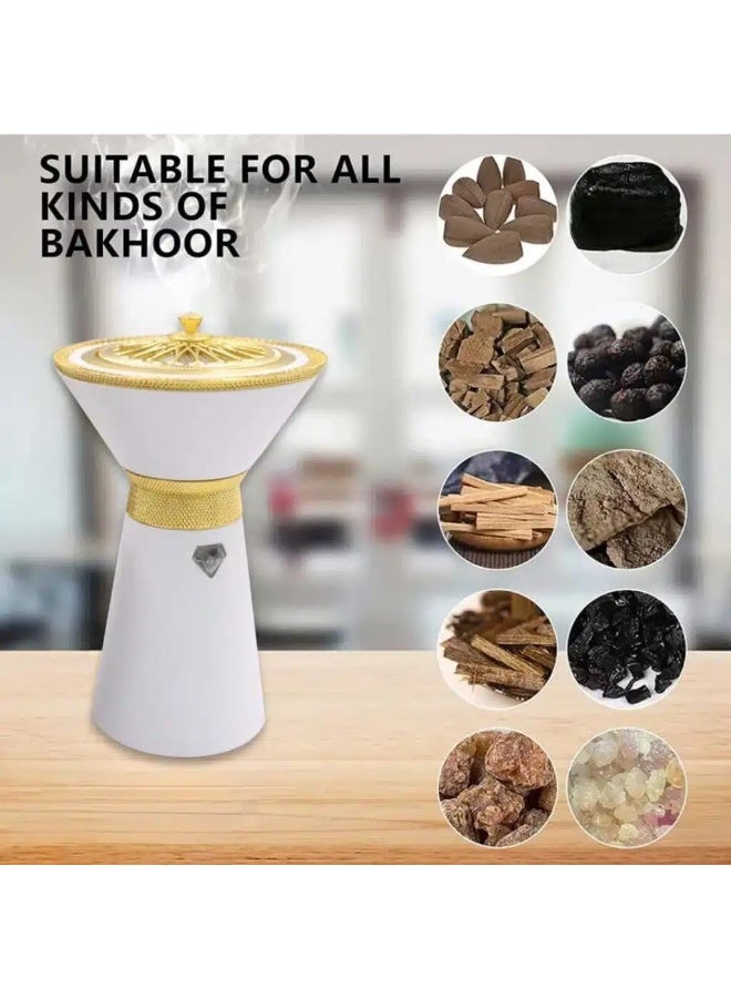 Electric incense burner with a unique design, rechargeable via USB port, compact and portable, white - Image 5