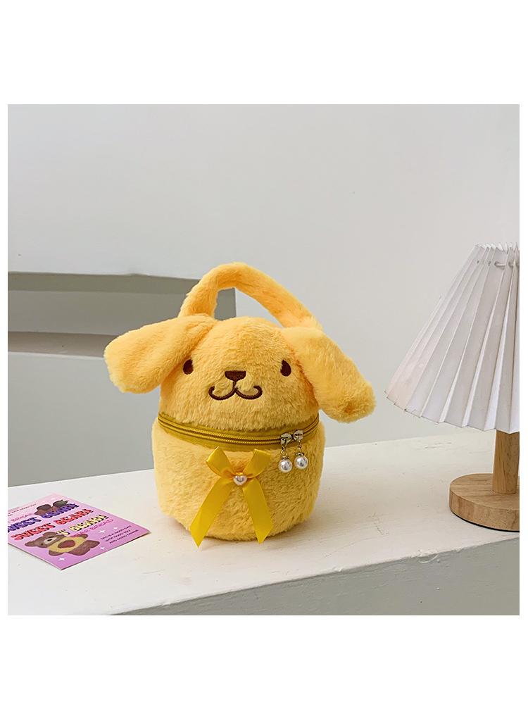 Cute Plush  Cinnamoroll Makeup Bag handbag  Open Flat Travel Toiletry Accessories Organizer Cosmetic Pouch with Handle for Cosmetics Brushes Toiletry Jewelry  - Image 1
