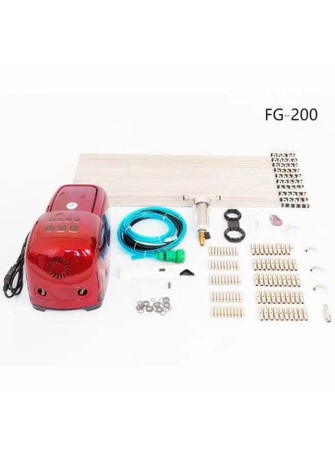 نظام الضباب عالي الضغط FG-200، 220 فولت/50 هرتز 2.0 لتر/دقيقة - 60 هرتز 2.4 لتر/دقيقة، قابس المملكة المتحدة، محرك 250 وات، مروحة في الأمام، 50 قطعة نظام فوهات 0.15 مم، أنبوب نايلون (60 مترًا) + مجموعة كاملة من قاطع الأنابيب ونظام مفتاح اللمس للتبريد الخارجي متوفر بألوان عشوائية - Image 1