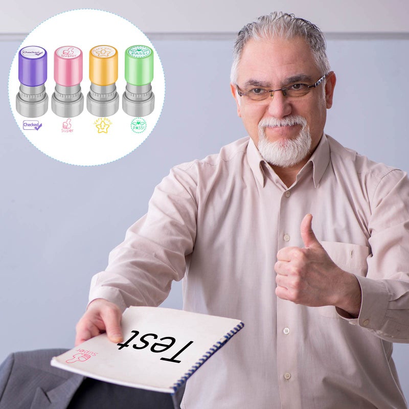 Leinuosen 8 Pack Teacher Stamps Self Inking Stamp Colorful Set for Teacher Grading Motivation Parent Signature Homework Picture Supplies - Image 5