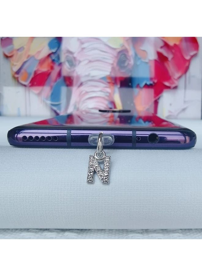 Type C Diamond Letter Phone Dust Plug 26 Capital Letters Pendant Holiday Gift - Image 1