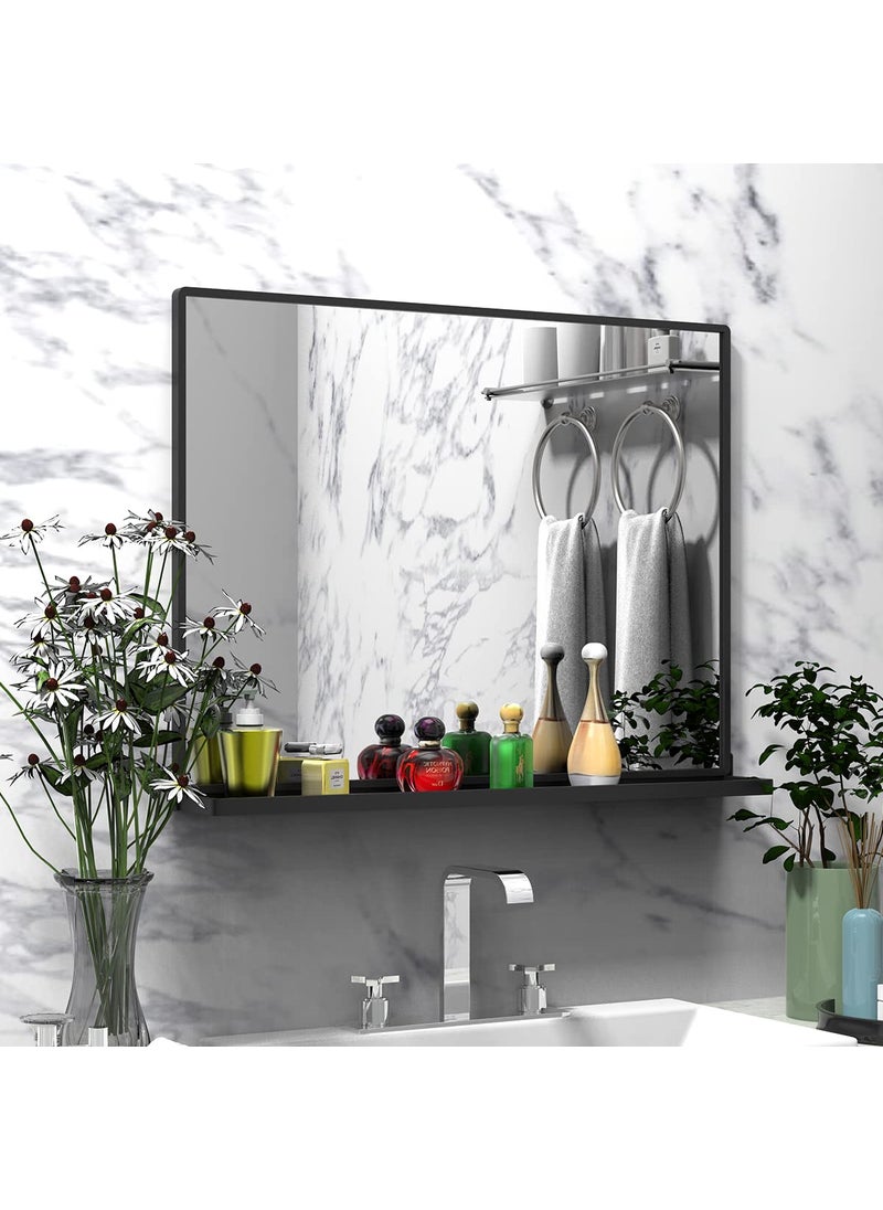 WONSTART WONSTART Wall Mirror with Shelf Rectangle Bathroom Vanity Mirror for Wall Bathroom Mirrors for Wall Black Mirror for Bathroom Bedroom Entryway 32 x 24 