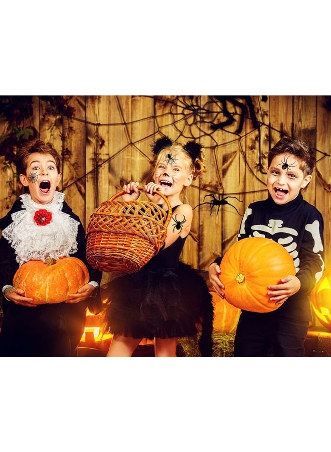 Furimuk 6 Sheets Large 3D Spider Web Temporary Tattoos Sticker Halloween Makeup Kit Realistic Witch Bat Zombie Fake Face Tattoos for Women Kids Adults Scary Halloween Spiderweb Decals - Image 3