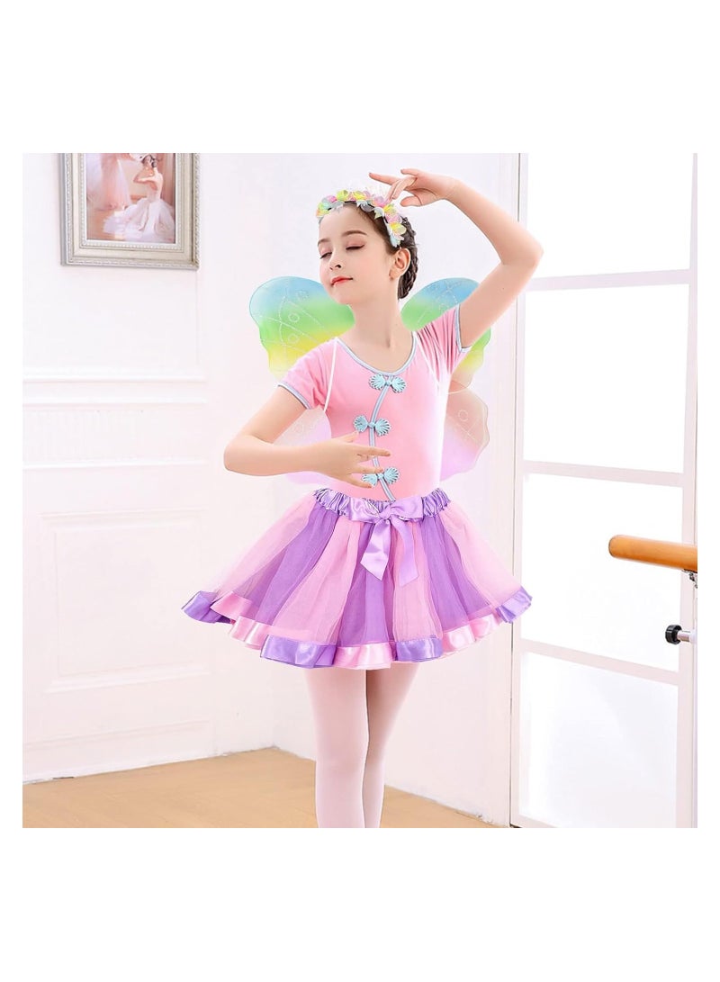 KASTWAVE Fairy Wings Costume Kids, 4 Pieces Costume Dress Princess Headband Butterfly Wing Magic Wand Tutu Skirt for Fancy Dressing up Clothes for Women Girls Carnival Party - Image 2