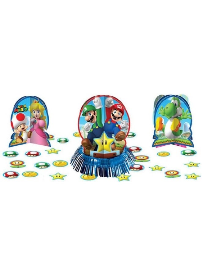 amscan 281554 - Super Mario Birthday Party Table Decorating Kit - 4 Pack, Multi-colored, One Size