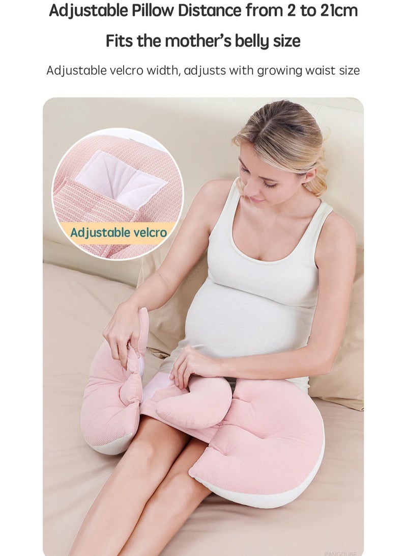 Maternity Support Pillow Pregnancy Waist Support Pillow for Pregnant Women Sleeping Body Pillow Care for Pregnancy Cushion Adjustable Length,Pink  - Image 2
