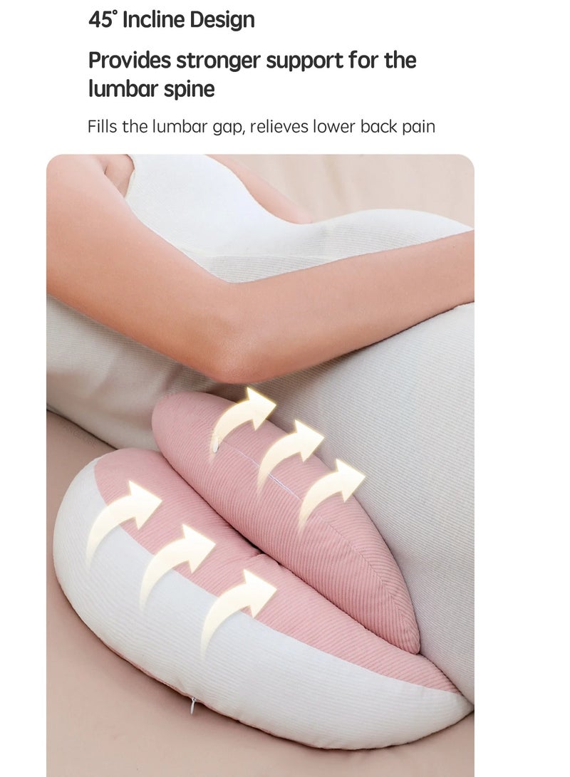 Maternity Support Pillow Pregnancy Waist Support Pillow for Pregnant Women Sleeping Body Pillow Care for Pregnancy Cushion Adjustable Length,Pink  - Image 5