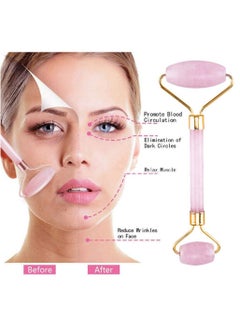 Rubik Stone Roller Natural Jade Facial Roller for Facial Massage,Face Neck Body Massager Tool Reduce Wrinkles Aging Pink  - Image 3