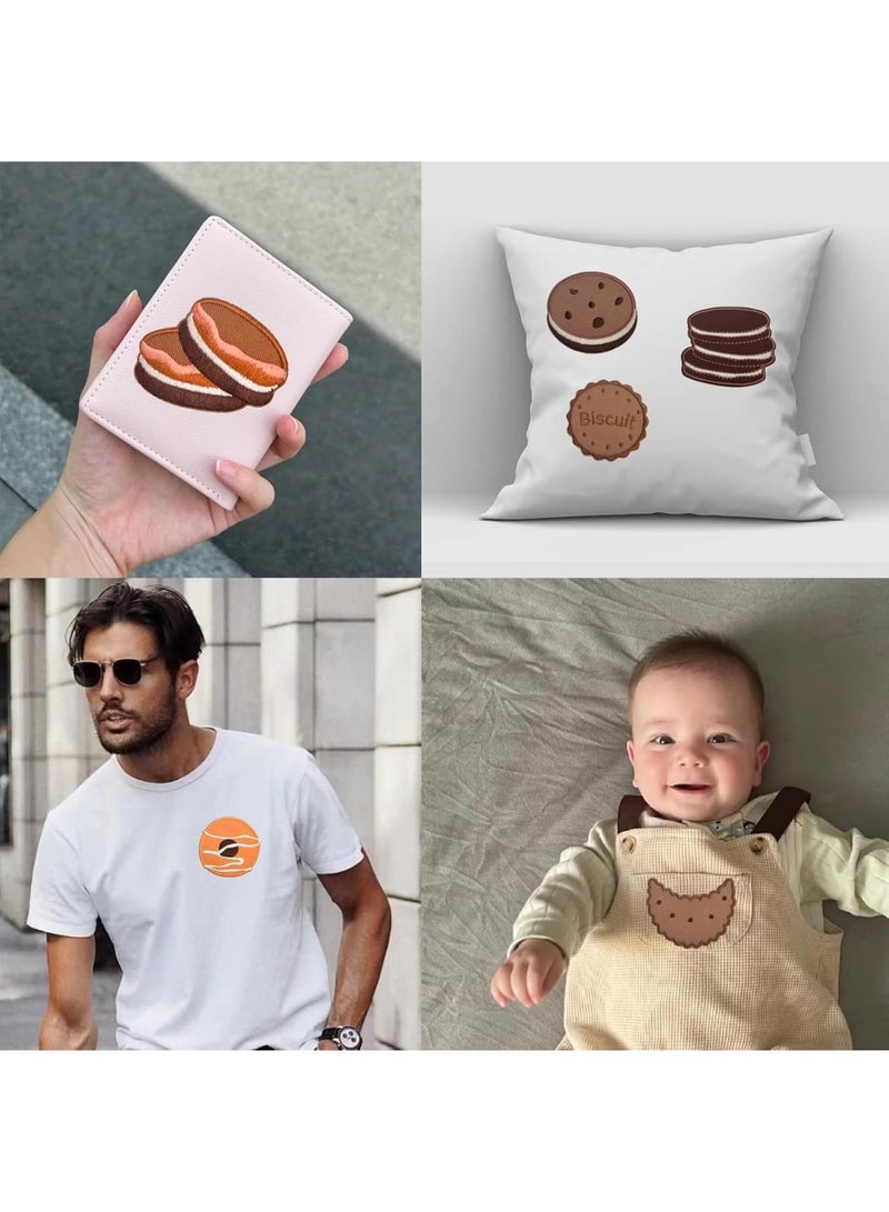 SYOSI Embroidered Cartoon Patches, Cute Self Adhesive Sew On Appliques for Clothing Hats Backpacks Jeans Jackets Costumes, 20PCS Assorted Cookie Biscuit Sweet Snack Designs, 10 Styles for Kids and Teens - Image 4