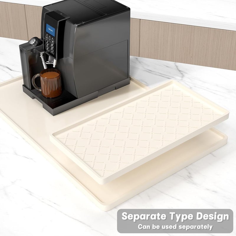 Rnivvi حصيرة قهوة من السيليكون من ، مقاس 16" x 24"، مقاومة للماء وذات حافة مرتفعة، مناسبة لملحقات محطة آلة الإسبريسو، وسادة لتجفيف الأطباق قابلة للفك ��مقاومة للحرارة للعمل على طاولة المطبخ، لون بيج - Image 3