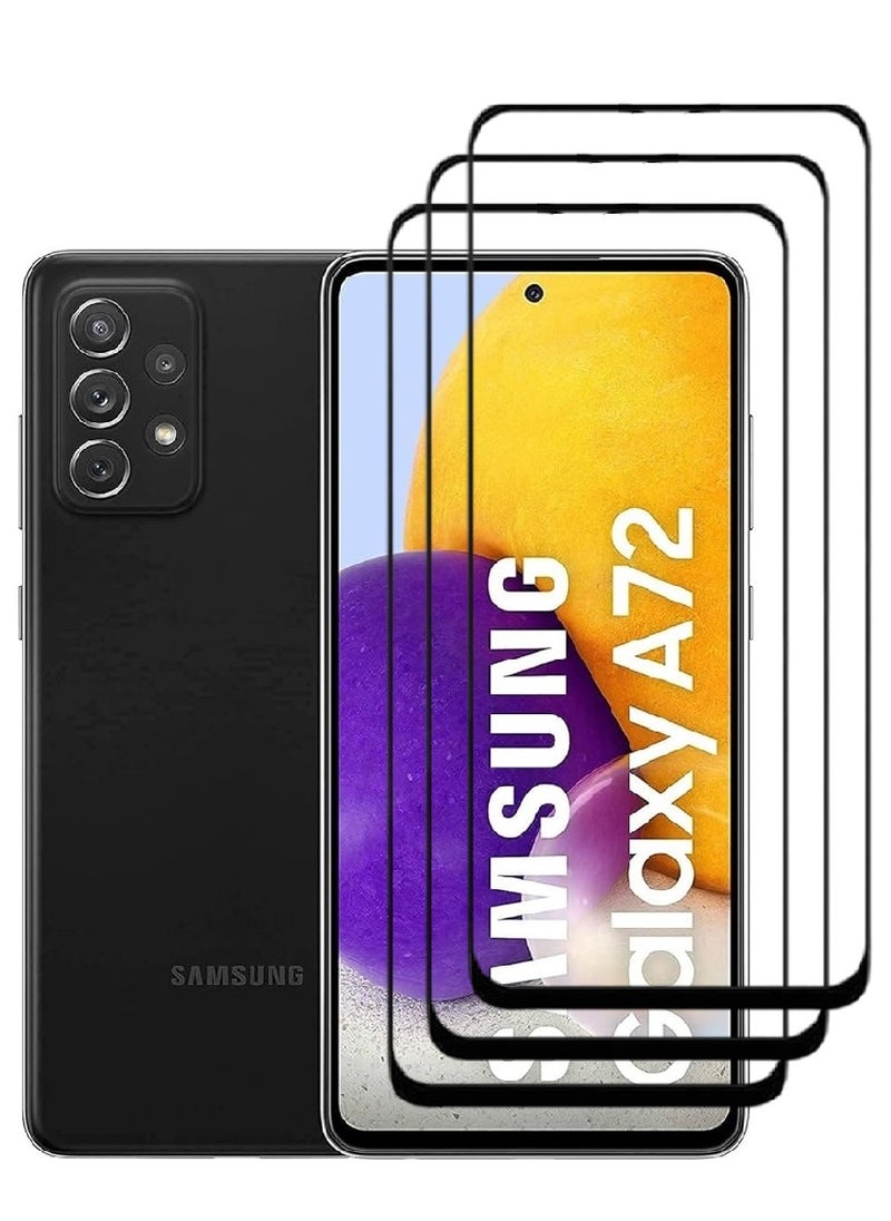 AINA 3 Pieces Tempered Glass Screen Protector 5D Designed For Samsung Galaxy A72 Full Glue Edge to Edge Full Screen Coverage And Bubble Free - Image 1