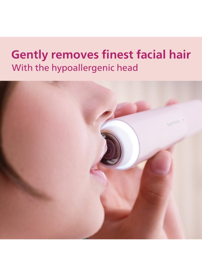 Philips 5000 Series Facial Hair Remover Smooth Skin on the Go for Upper Lip, Chin, Cheeks, Lychee Pink, BRR454/00 Lychee Pink - Image 3