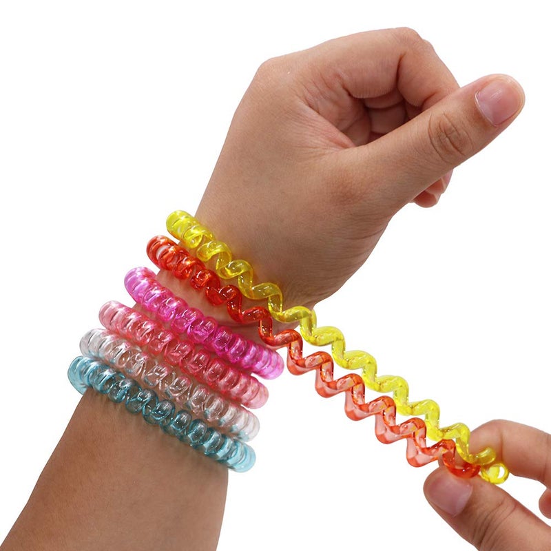 MaberryTech Direct Sensory Stretchy Kids Coil Bracelets, 6 Pack Funny Speech and Communication Aid Bracelet Fidget Toys for Boys Girls with Autism ADHD Anxiety or Special Needs - Assorted Colors (Rainbow B) - Image 2