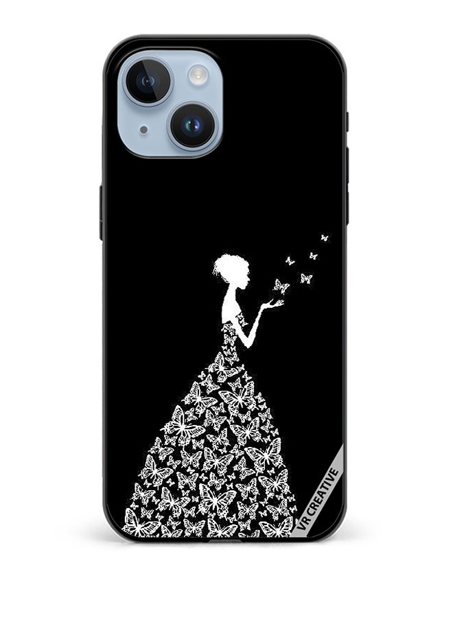 VR CREATIVE Protective Case Cover For Apple iPhone 15 Girl In Butterfly Dress Design Multicolour  - Image 1