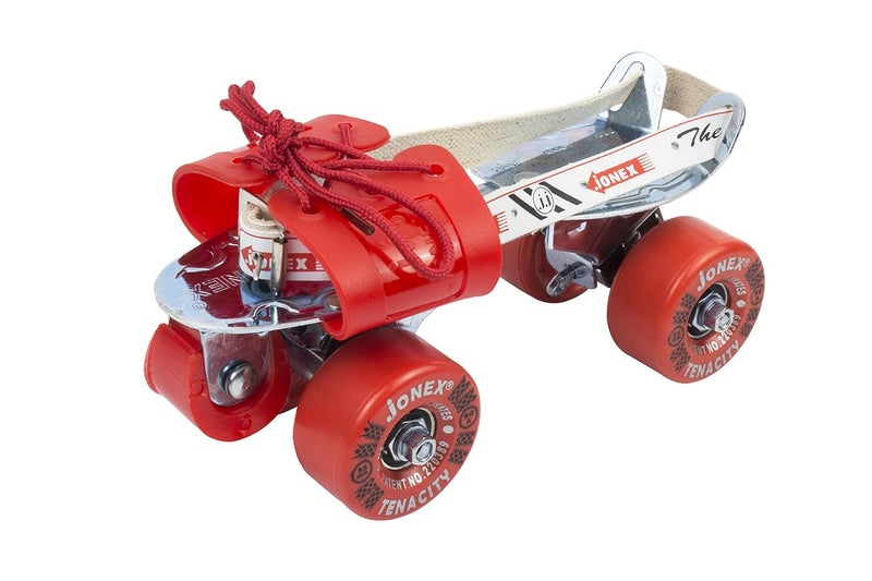 Jonex زلاجات JJ Unisex Rollerderbywheel للبالغين، زلاجات للشباب، زلاجات رولر قابلة للتعديل، زلاجات مضيئة داخلية وخارجية (Myc) (زلاجة رولر Tenacity لعمر 6-15 سنة)، حمراء - Image 1
