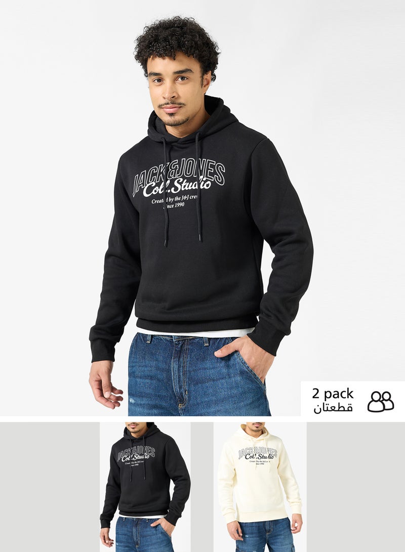 JACK & JONES 2 Pack Of Graphic Pullover Hoodie - Image 1