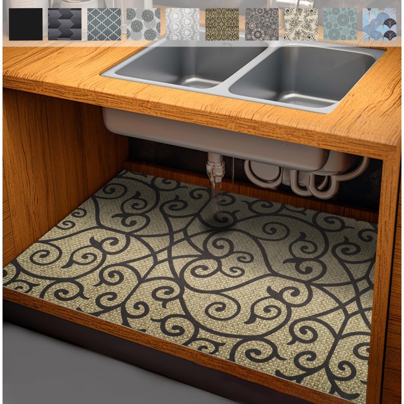 AiBOB Waterproof Under The Sink Mat Absorbent Quick Dry Sink Liners Protect Cabinets Durable Shelf Liners Slip Resistant and NonAdhesive 24X36 BlackBrown