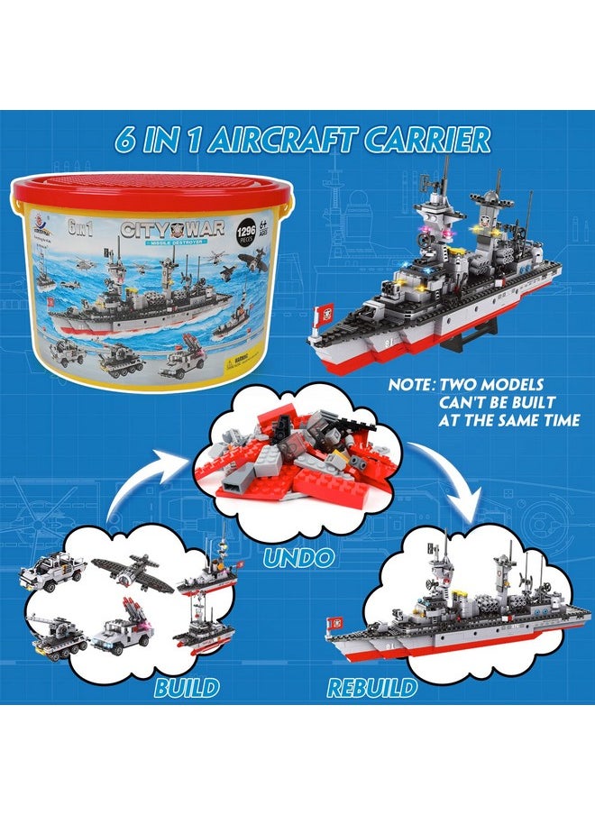 EP EXERCISE N PLAY 1296 Pieces Aircraft Carrier Building Blocks Set Military Warship Battleship Building Kit With Airplane Patrol Boat Army Car Tank Creative Roleplay Ship Gift Toys For Kids Boys Girls 612 Years  - Image 5