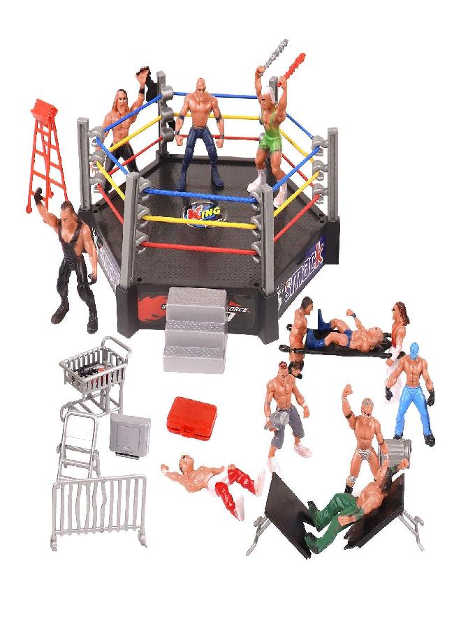 HAPTIME 32 Pcs Wrestling Toys for Kids, Mini Wrestlers Playset with 12 Wrestling Action Figures, 2 Wrestling Ring, Many Realistic Accessories, Birthday Gift for Boys and Girls, Great for Cake Toppers - Image 4
