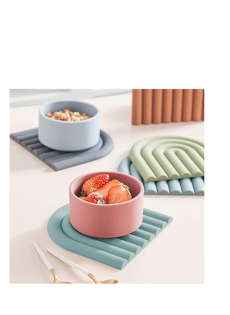 SYOSI 2 Silicone Trivets for Hot Dishes - Durable and Colorful Pot Holders, Heat Resistant Mats for Countertop, Hot Pads, Modern Multi-Purpose Trivet Mats, Spoon Rest (Muted Light Blue, Set of 2)  - Image 2