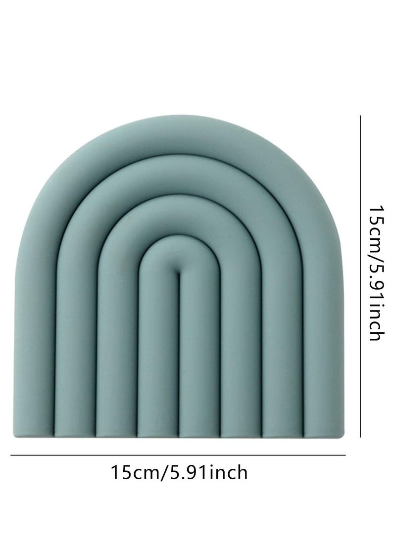 SYOSI 2 Silicone Trivets for Hot Dishes - Durable and Colorful Pot Holders, Heat Resistant Mats for Countertop, Hot Pads, Modern Multi-Purpose Trivet Mats, Spoon Rest (Muted Light Blue, Set of 2)  - Image 3