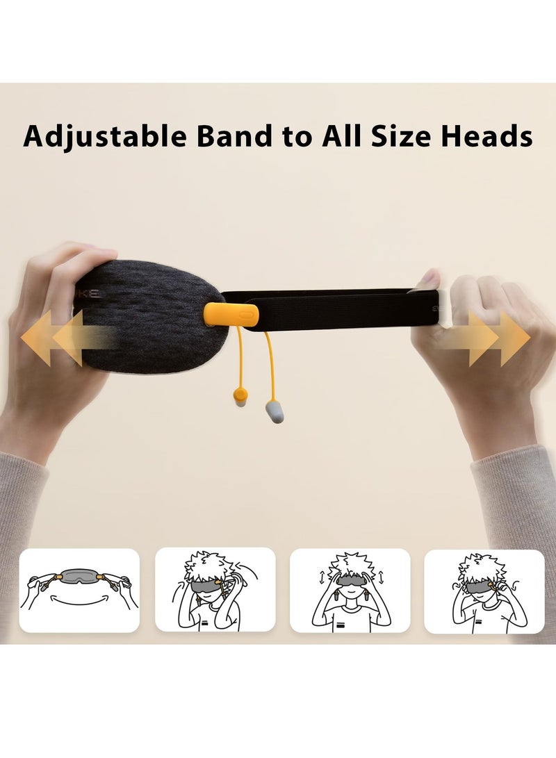 Zikra Noise Cancelling Sleep Mask with Ear Plugs, 3D Sleeping Eye Mask for Women/Men, Adjustable Blindfold Eye Covers for Sleep/Travel/Airplane - Grey - Image 5