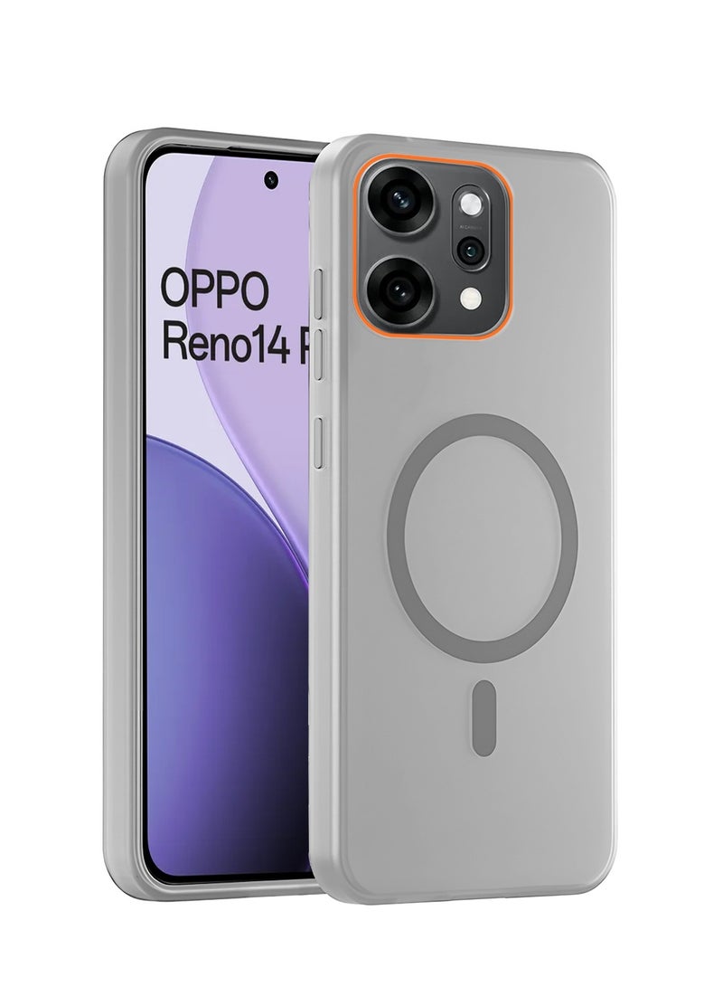 Wtech Oppo Reno14 Pro 5G 2025 Hybrid Translucent Magsafe with Magnetic Charging Raised Camera Lips Elegant Look Case Cover (MCMPMN) - Grey - Image 1