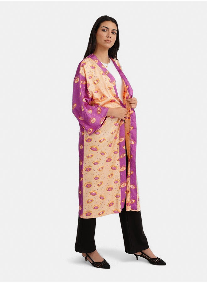 Clue Color Block Satin Kimono  - Image 2