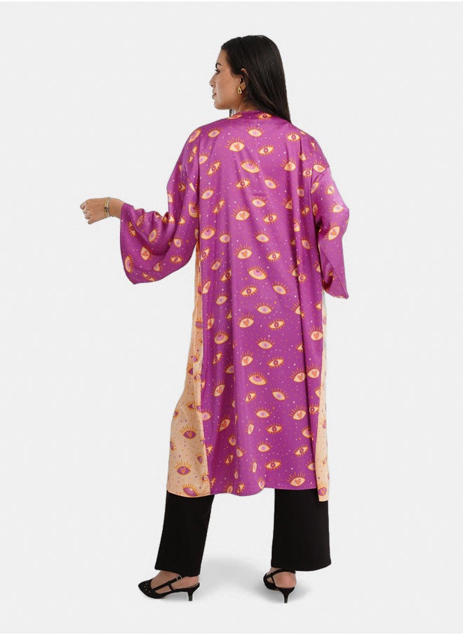 Clue Color Block Satin Kimono  - Image 3
