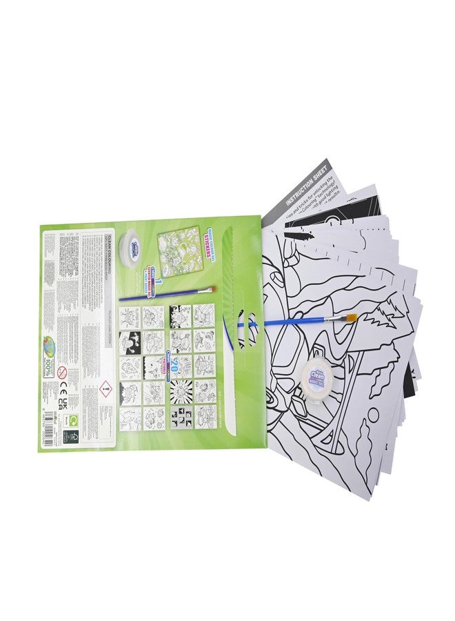 سينتوس مجموعة مغامرات الرسم بالجل السحري Scentos CleanColouring™ من Fratelli | ٢٠ صورة للتلوين، ملصقات كشف الألوان، طلاء جل سحري، وفرشاة طلاء جل سحري بدون فوضى - Image 4