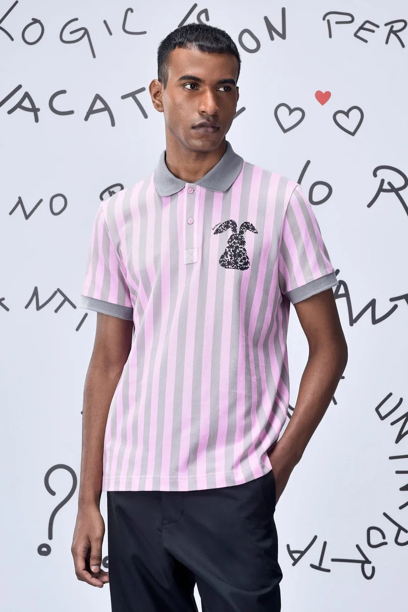 جينات ليكوانت هيمانت بولو قطن بيكيه رمادي وردي